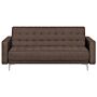 Sofa Bed Dark Brown Tufted Fabric Modern Living Room Modular 3 Seater Silver Legs Track Arm Beliani