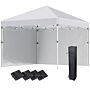 Outsunny 3 X 3 (m) Pop Up Gazebo With 2 Sidewalls, Leg Weight Bags And Carry Bag, Height Adjustable Party Tent Event Shelter, White