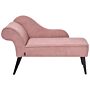 Chaise Lounge Pink Polyester Fabric Upholstery Black Wood Legs Left Hand