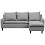 Corner Sofa Light Grey Fabric Upholstery Dark Wood Legs Left Hand Chaise Lounge 3 Seater Pillow Back