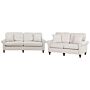 2 + 3 Seater Scrolled Arms Sofa Set Sand Beige Throw Pillows Beliani