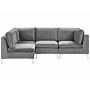 Right Hand Modular Corner Sofa Grey Velvet 4 Seater L-shaped Silver Metal Legs Glamour Style Beliani