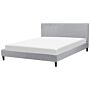 Eu Super King Size Panel Bed 6ft Grey Fabric Slatted Frame