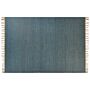 Area Rug Blue Jute 160 X 230 Cm Tassels Handwoven