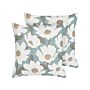 Set Of 2 Scatter Cushions Blue Cotton 45 X 45 Cm Floral Pattern Handmade Removable Cover With Filling