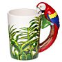 Novelty Ceramic Jungle Mug With Parrot Shaped Handle