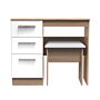 Contrast 3 Drawer Vanity & Stool Set In White & Bardolino Oak