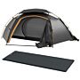 Outsunny Camping Tent With Self Inflatable Mattress, 1 Person Dome Tent With Removable Rainfly And Aluminium Frame, 2000mm Waterproof, Portable With Bags, For Fishing Hiking, Dark Grey/grey