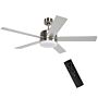 Homcom Ceiling Fan With Light, 132cm Flush Mount Led Ceiling Fan Light With 5 Reversible Blades, Remote Control, Silver And Beech Wood-effect