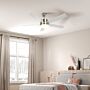 Homcom Ceiling Fan With Light, 132cm Flush Mount Led Ceiling Fan Light With 5 Reversible Blades, Remote Control, Silver And Beech Wood-effect