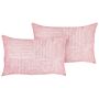 Set Of 2 Decorative Pillows Pink Corduroy 47 X 27 Cm Striped Pattern Modern Design Throw Cushions