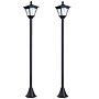 Outsunny Set Of 2 Outdoor Garden Solar Post Lamp Sensor Dimmable Led Lantern Bollard Ip44 Energy-saving 1.2m Tall, Black