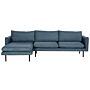 Corner Sofa Blue Fabric Black Legs