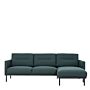 Larvik Chaiselongue Sofa (rh) - Dark Green, Black Legs