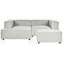 Modular Right Hand Sofa Grey Linen 2 Seater Sectional Corner Sofa With Ottoman Black Legs