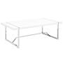 Coffee Table White 120 X 60 Cm Metal Silver Legs Rectangular High Gloss Top