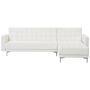 Corner Sofa Bed White Faux Leather Tufted Modern L-shaped Modular 4 Seater Left Hand Chaise Longue