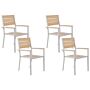 Set Of 4 Garden Chairs Light Plastic Wood White Powder Coated Aluminium Frame Patio