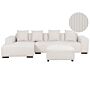 Right Hand Corner Sofa With Ottoman Off-white Corduroy L-shaped 4 Seater Jumbo Cord With Throw Pillows