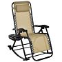 Outsunny Garden Rocking Chair Folding Recliner Outdoor Adjustable Sun Lounger Rocker Zero-gravity Seat With Headrest Side Holder Patio Deck - Beige