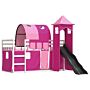 Vidaxl Bunk Bed With Slide And Curtains Pink 80x200 Cm