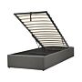 Slatted Bed Frame Grey Polyester Fabric Upholstered Ottoman Storage 3ft Eu Single Size