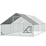 Pawhut Walk-in Galvanised Steel Chicken Run With Chicken Activity Shelf And Cover, 3 X 6 X 2m