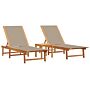 Vidaxl Sun Loungers 2 Pcs With Table Taupe Solid Wood Acacia And Textilene