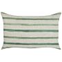 Decorative Cushion Green And Beige Striped Pattern 50 X 30 Cm