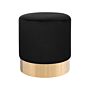 Footstool Black Velvet Round Dressing Pouffe Glam Stool With Gold