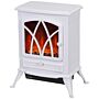 Homcom 1kw-2kw Vintage Electric Fireplace Heater - White | Aosom Uk