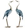 Outsunny Crane Garden Ornaments, 2 Pcs Garden Statue Set, Steel Garden Gifts For Patio Pond Landscape Decoration, Multi-colour