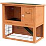 Pawhut Two-tier Antiseptic Wood Rabbit Hutch, 80cm Guinea Pig Hutch With Run - Orange