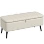 Homcom Storage Ottoman Linen Fabric Bench With Flip Top - Cream White