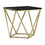 Side End Table Black Tabletop Gold Metal Frame 50 X 50 Cm Square Marble Effect