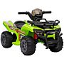 Homcom Kids Ride-on Four Wheeler Atv Car With Real Working Headlights, 6v Battery Powered Motorcycle For 18-36 Months, Green