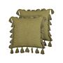 Set Of 2 Decorative Cushion Green Cotton 45 X 45 Cm With Tassels