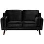 Sofa Black 2 Seater Velvet Wooden Legs Classic Beliani