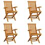 Vidaxl Folding Garden Chairs 4 Pcs Solid Teak Wood