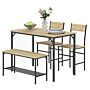 Homcom Four-piece Dining Set, With Table, Chairs And Bench