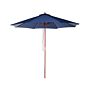 Garden Parasol Blue Fabric Ø 270 X 254h Cm Birch Pole Foldable Outdoor