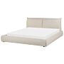 Eu King Size Waterbed Beige Polyester Fabric Upholstery 6ft With Mattress With Thick Padded Headboard Footboard Classic Style Bedroom Beliani