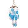 Coconut & Capiz Windchimes - Blue And White Stars - 30cm