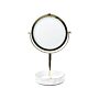 Makeup Mirror Gold And White Iron Metal Frame Ceramic Base Ø 26 Cm With Led Light 1x/5x Magnification Double Sided