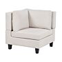 Corner 1-seat Section Light Beige Polyester Fabric Upholstered Armchair With Cushion Module Piece Modular Sofa Element