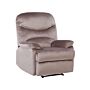 Recliner Chair Taupe Velvet Upholstery Push-back Manually Adjustable Back And Footrest Retro Design Armchair