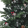 Artificial Snow Christmas Tree Green Pvc Metal Base 210 Cm With Pine Cones Holly Berries