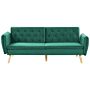 Sofa Bed Dark Green Velvet Upholstered Convertible Couch Modern Design Buttoned Backrest