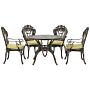 Garden Dining Set Brown Aluminium Outdoor Round Table 4 Chairs