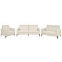 Sofa Set Beige Polyester Fabric Upholstery 3 + 2 + 1 Seater Loveseat Couch Armchair Living Room Furniture Beliani